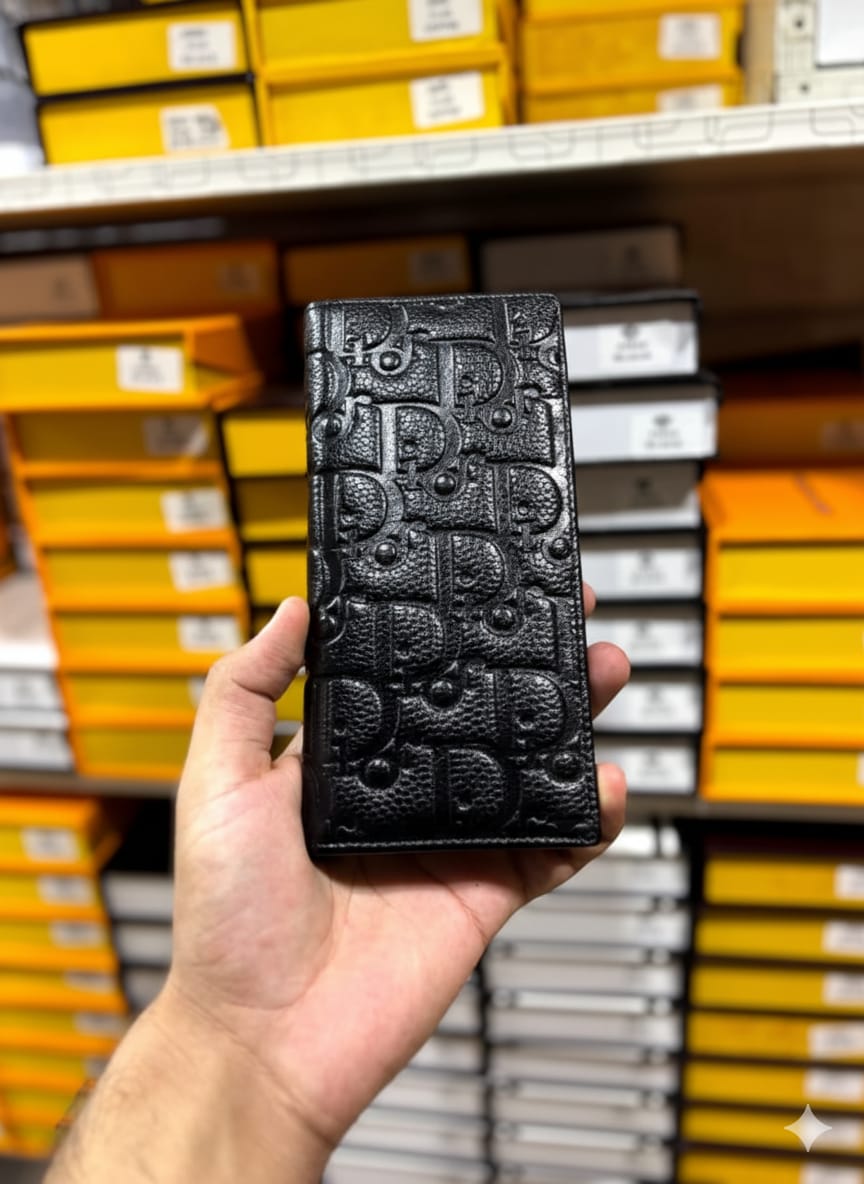 DIOR Bifold Black Long Leather Wallet